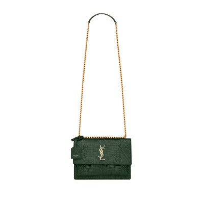 YSL SUNSET MEDIUM IN CROCODILE-EMBOSSED LEATHER 442906DND0J3144 (22*16*6.5cm)